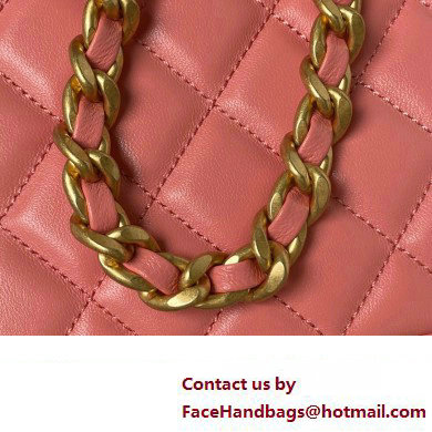 Chanel Shiny Crumpled Lambskin  &  Gold-Tone Metal Large Hobo Bag AS4287 Pink 2023